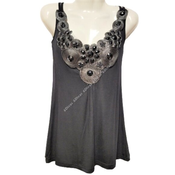 Black Sequined Glitter Applique Blouse Top  Size S   Size M -  NWT - Picture 1 of 11